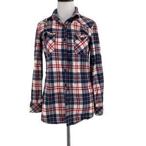 Matchstick Women's Plaid Cotton Button Up Shirt Size XS